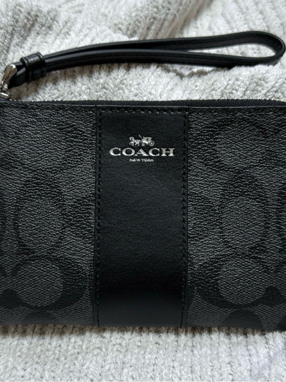 Coach Signature Canvas Corner Zip Wristlet